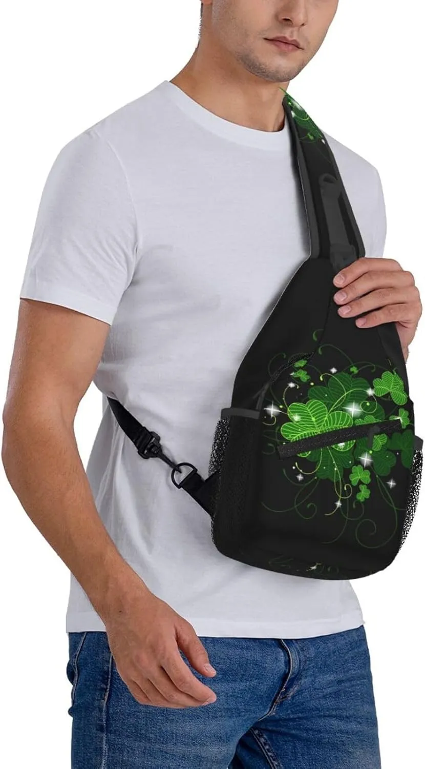 St Patrick's Day Bags Lucky Clover Shamrock Sling Bag Crossbody Backpack Shoulder Casual Daypack Bag for Men Women
