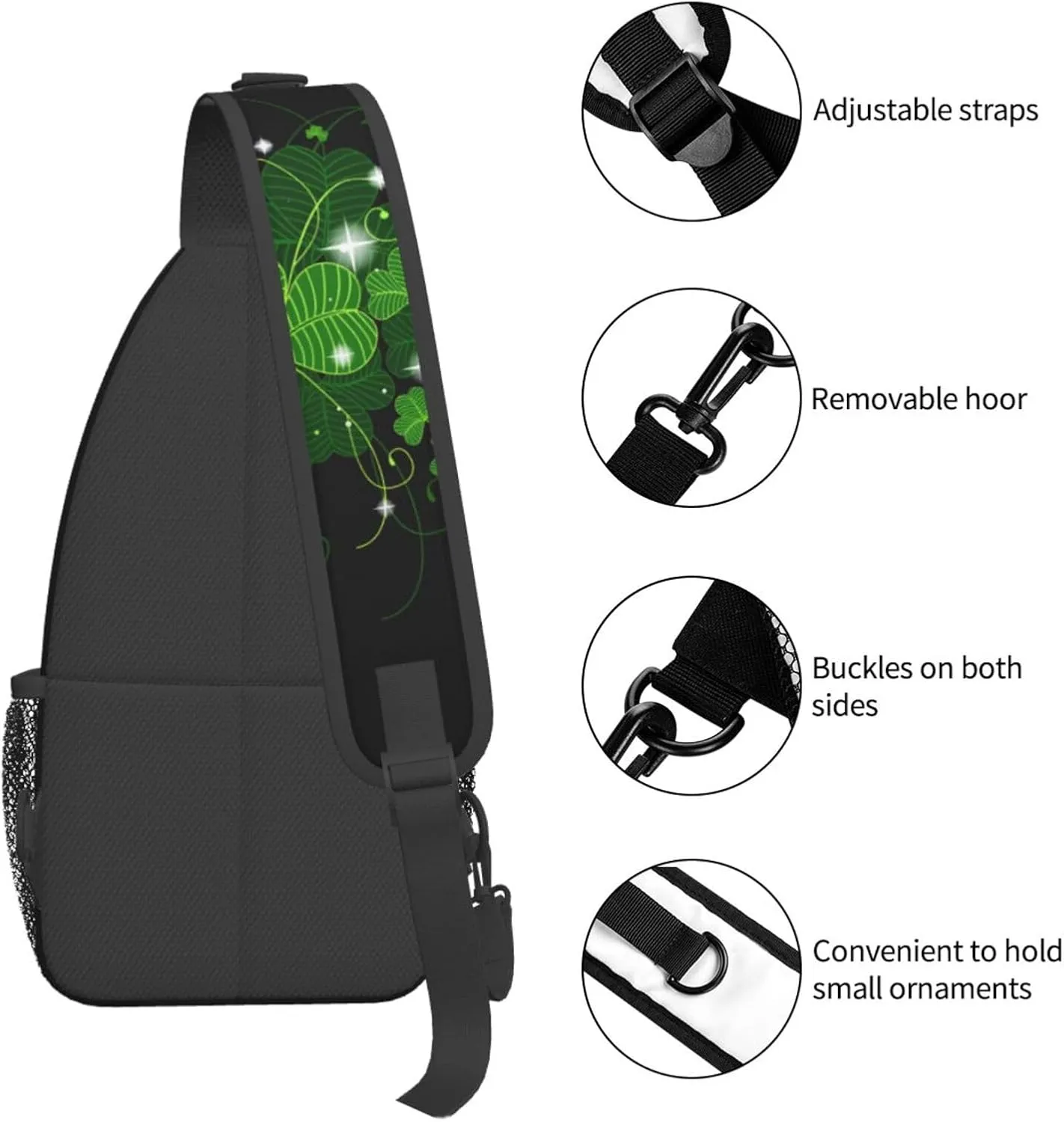 St Patrick's Day Bags Lucky Clover Shamrock Sling Bag Crossbody Backpack Shoulder Casual Daypack Bag for Men Women
