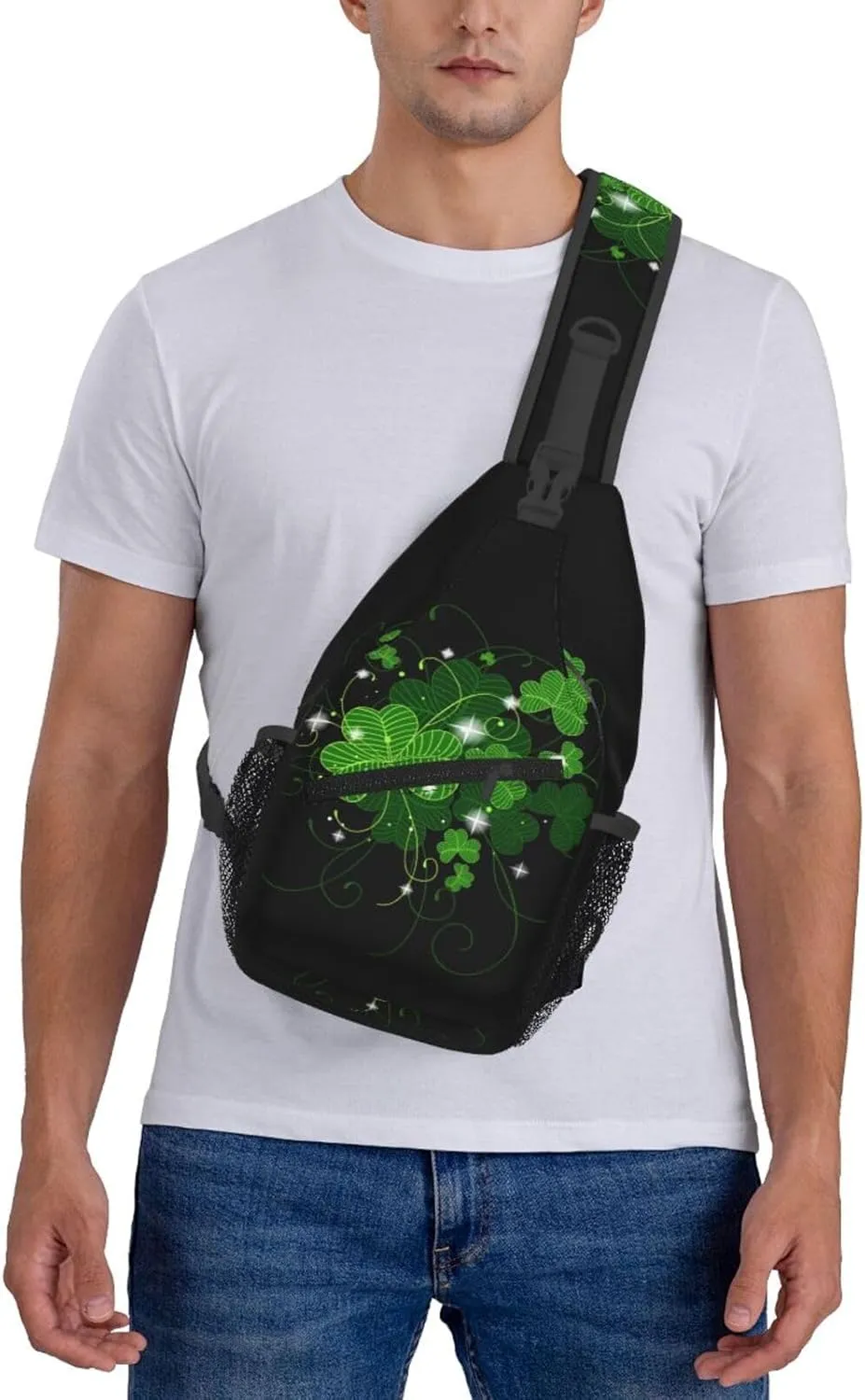 St Patrick's Day Bags Lucky Clover Shamrock Sling Bag Crossbody Backpack Shoulder Casual Daypack Bag for Men Women