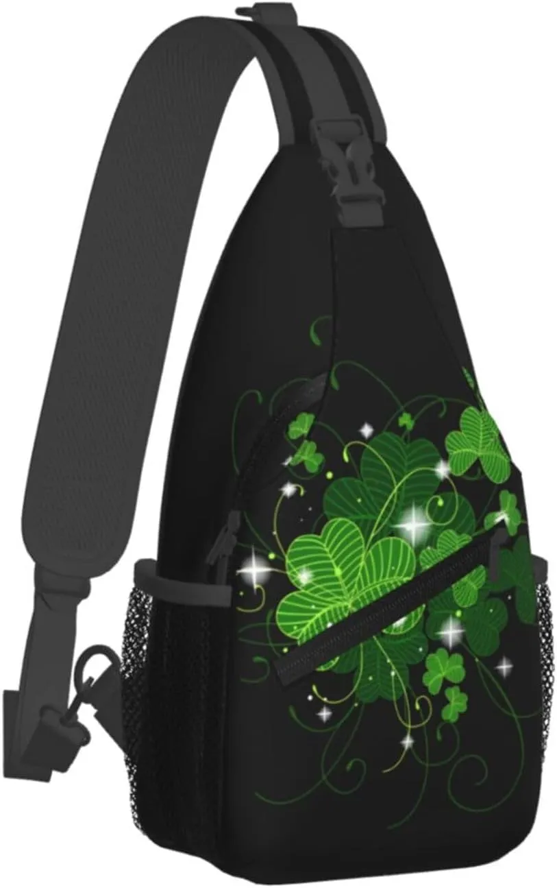 St Patrick's Day Bags Lucky Clover Shamrock Sling Bag Crossbody Backpack Shoulder Casual Daypack Bag for Men Women