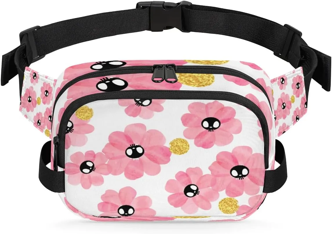 Sugar Skull Art Pattern Fanny Pack for Women Men Waist Packs Hip Bum Bag with Adjustable Belt Waterproof Crossbody Bags for Gym Running Travel
