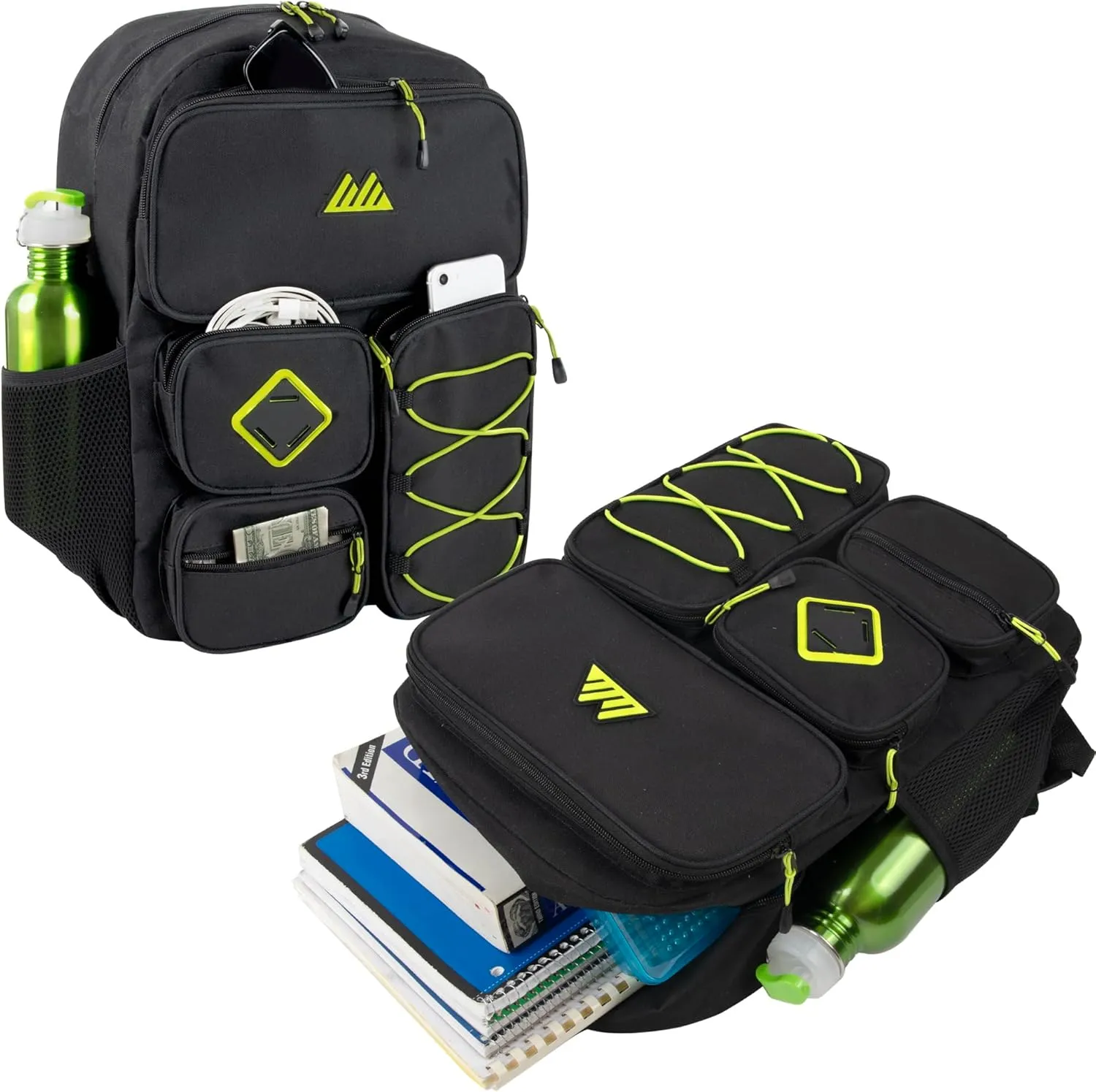 Summit Ridge (24 Pack) Wholesale 18 Inch Heavy Duty Multipocket Backpacks in Bulk for Homeless, Sports, Travel