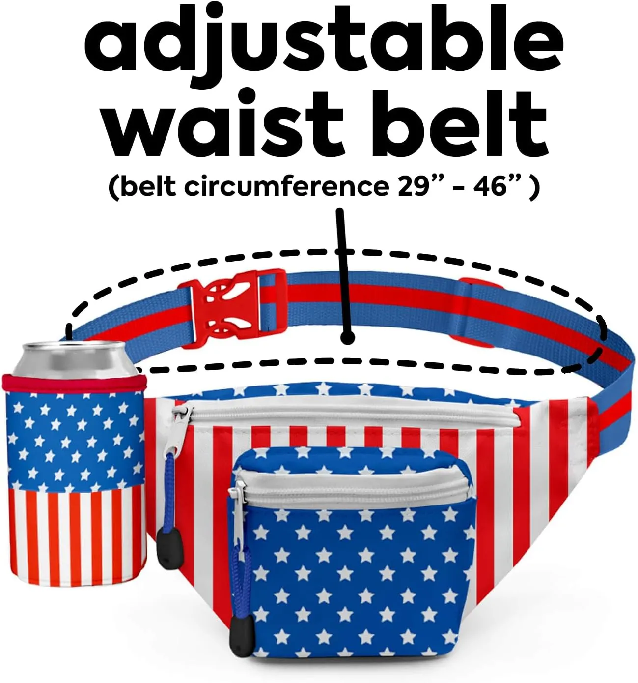 Tipsy Elves Unisex Adult Patriotic Fanny Pack 2024