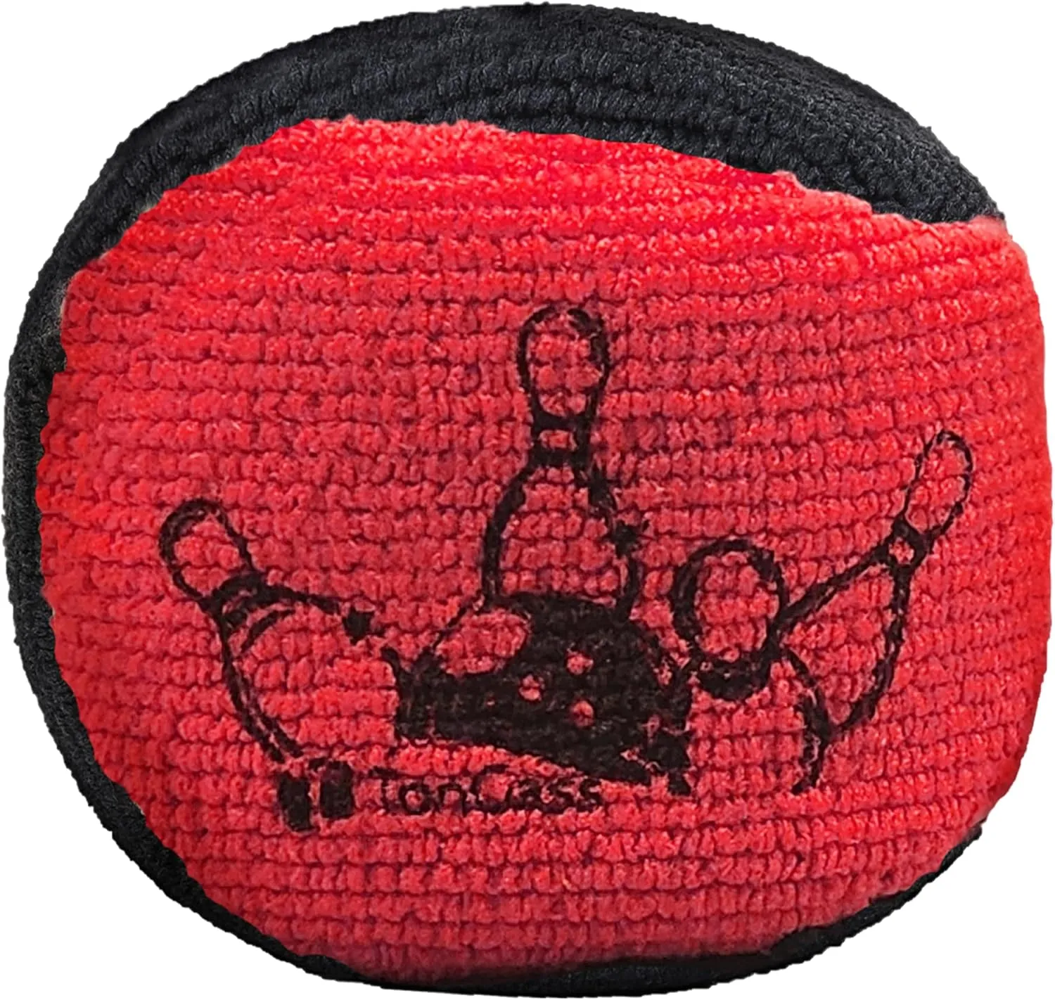 TonGass (1-Pack, Black and Red Microfiber Ultra Dry Bowling Grip Ball, Microfiber Bowling Grip Bags, Bowlings Powder Bag for Hands Use