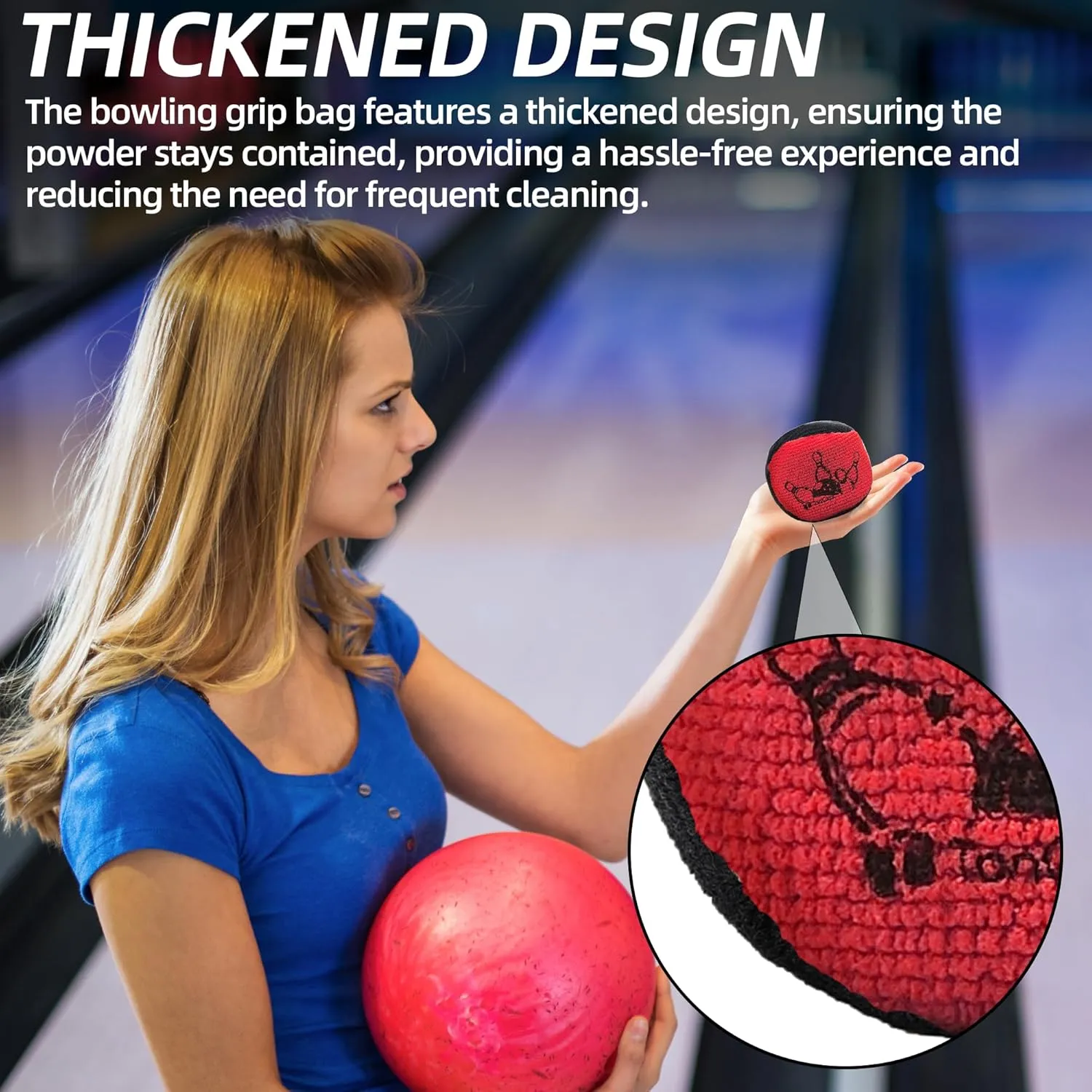 TonGass (1-Pack, Black and Red Microfiber Ultra Dry Bowling Grip Ball, Microfiber Bowling Grip Bags, Bowlings Powder Bag for Hands Use