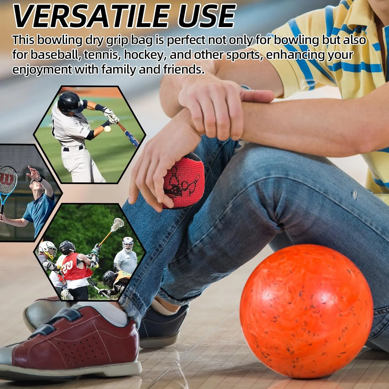 TonGass (1-Pack, Black and Red Microfiber Ultra Dry Bowling Grip Ball, Microfiber Bowling Grip Bags, Bowlings Powder Bag for Hands Use