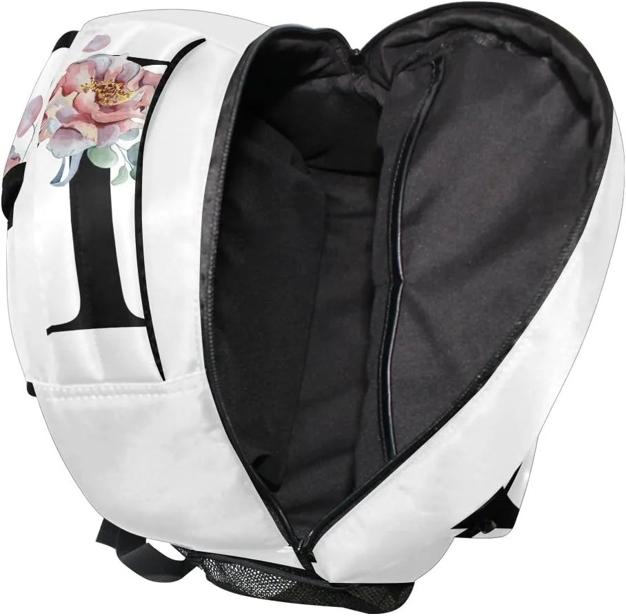 TropicalLife Letter M with Flower Backpacks Bookbag Shoulder Backpack Hiking Travel Daypack Casual Bags