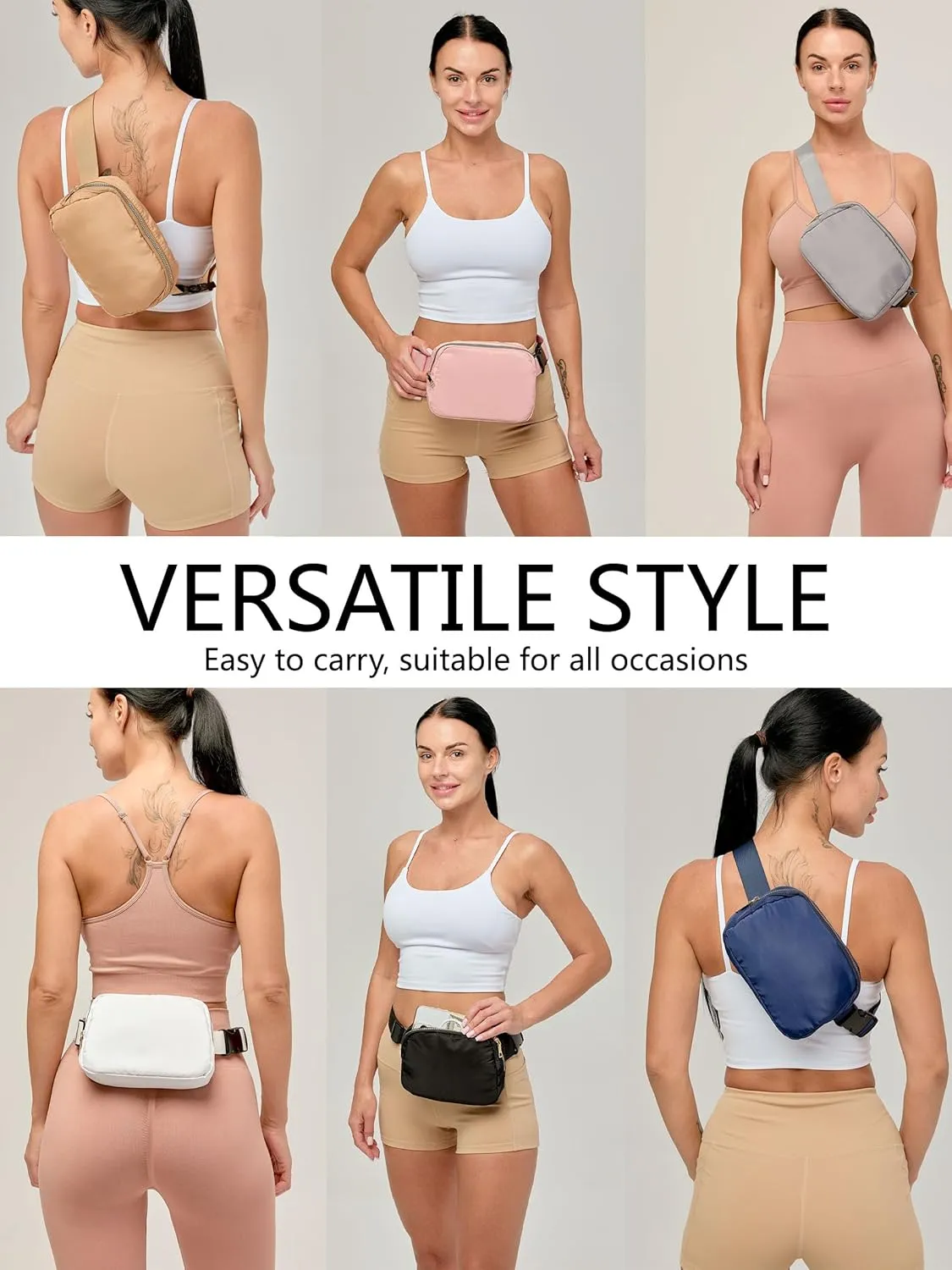 Unisex Fanny Pack for Women Men, 1L Everywhere Mini Belt Bag with Adjustable Strap, Lightweight Nylon Crossbody Bags Small Waist Pouch for Workout Running Traveling Hiking (Beige)