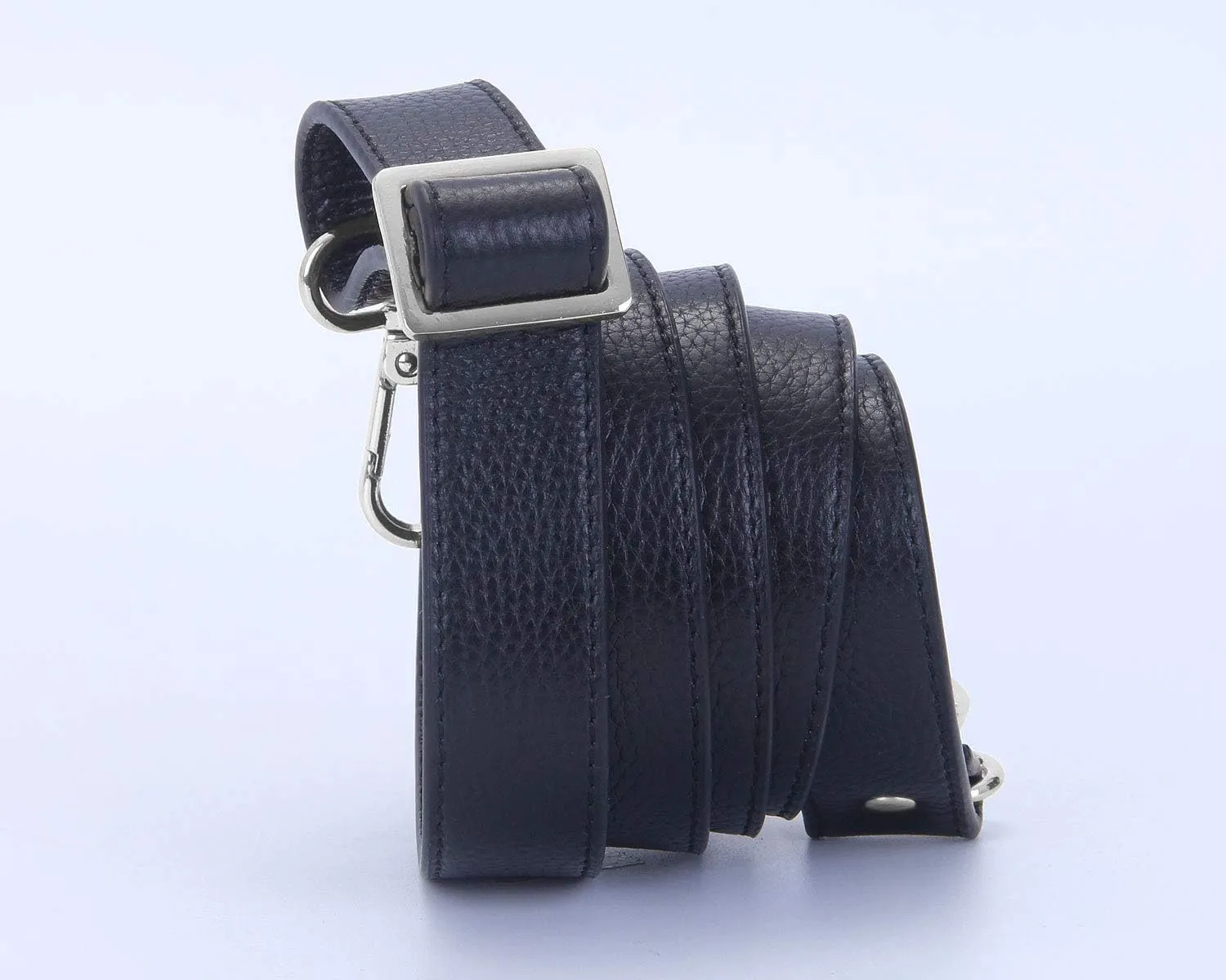 VanEnjoy Full Grain Leather Adjustable Replacement Strap Cross Body Bag Purse,1 inch wide(Black-Silver Buckles)