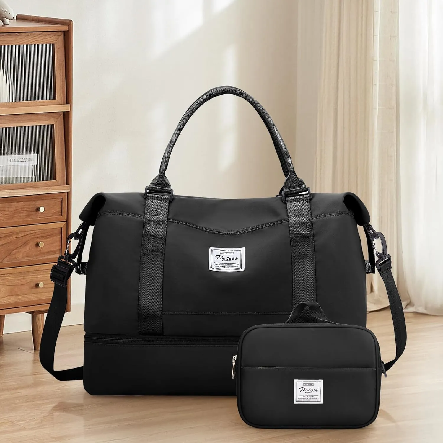 Weekender Bags for Women,Personal Item Travel Bag with Shoes Compartment,Overnight Travel Duffel Bag with Toiletry Bag,Medium
