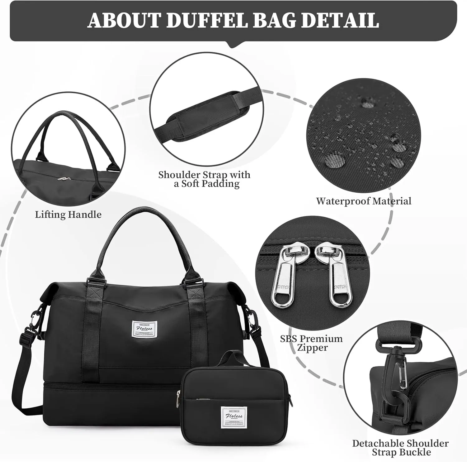 Weekender Bags for Women,Personal Item Travel Bag with Shoes Compartment,Overnight Travel Duffel Bag with Toiletry Bag,Medium