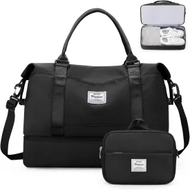 Weekender Bags for Women,Personal Item Travel Bag with Shoes Compartment,Overnight Travel Duffel Bag with Toiletry Bag,Medium