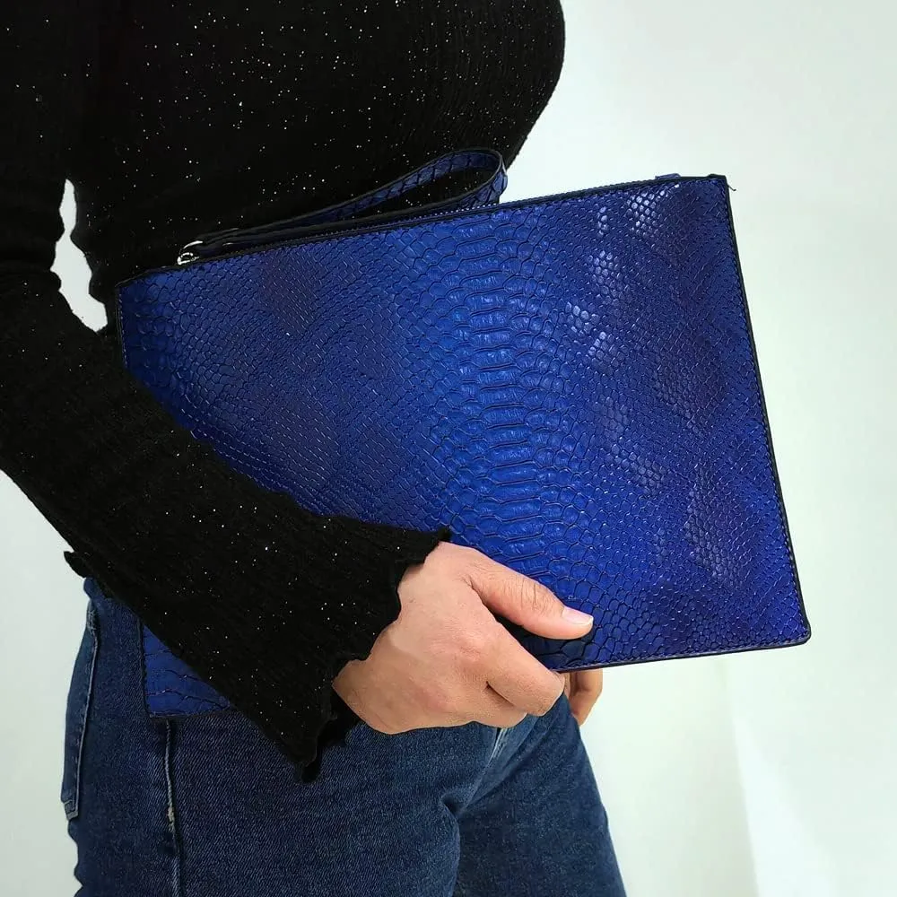 Women Clutches Fashion Snakeskin PU Leather Party Envelope Purse Bag with Hand Strap