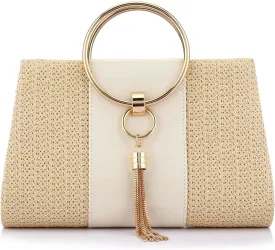 Women Straw Bag Crossbody Clutch Evening Clutch Purse Beach Shoulder Handbag