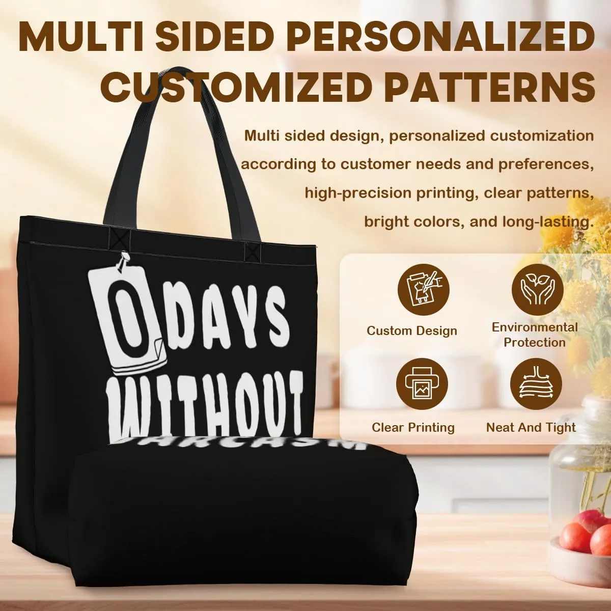 Women's Men Large Kitchen Reusable Grocery Bags Shoulder Bags With Zipper Beach Shopping Bag for Outdoors