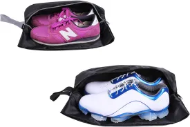 YAMIU Travel Shoe Bags Set of 2 Waterproof Nylon with Zipper for Men & Women (Black)
