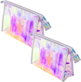 Zwish 2Pack Holographic Makeup Bags Bulk, Iridescent Pouch Portable Zippered Toiletry  Travel Makeup Brush Holder, Makeup Organizer Waterproof Cosmetic  Gift Bags for Women